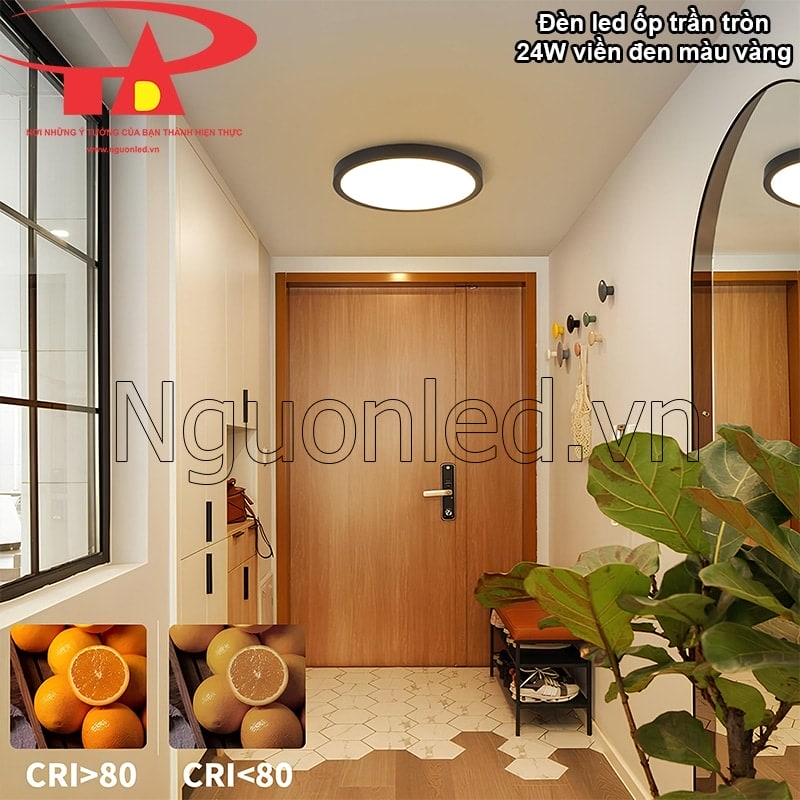 Chỉ số CRI 80+ của bóng đèn ốp trần tái tạo màu sắc vật thể chân thực, ấm áp