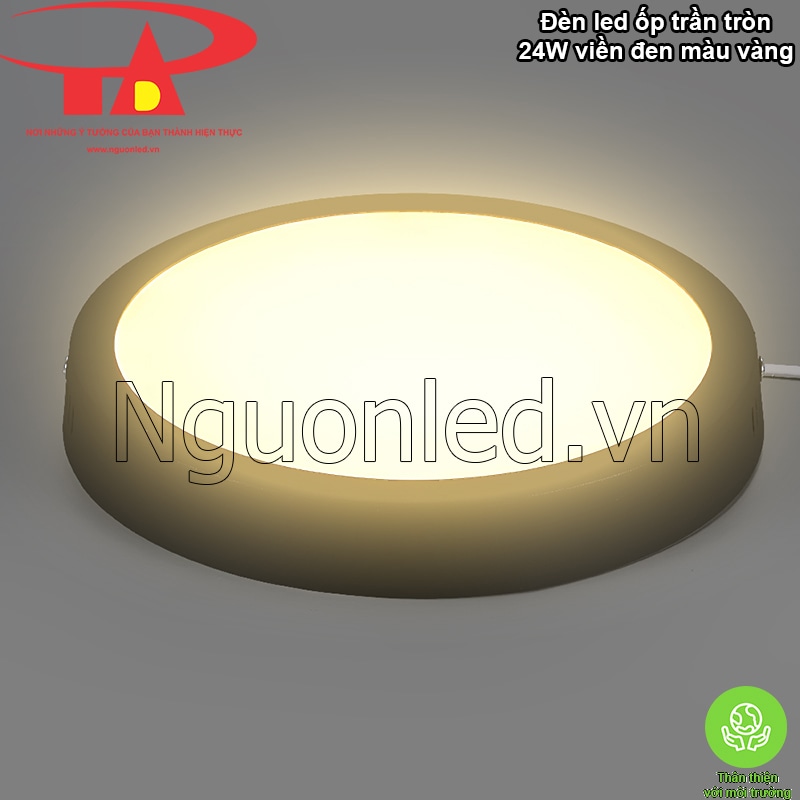 Đèn LED ốp trần 24W tròn vỏ đen đạt chuẩn CE, RoHS, an toàn sức khỏe, không thủy ngân