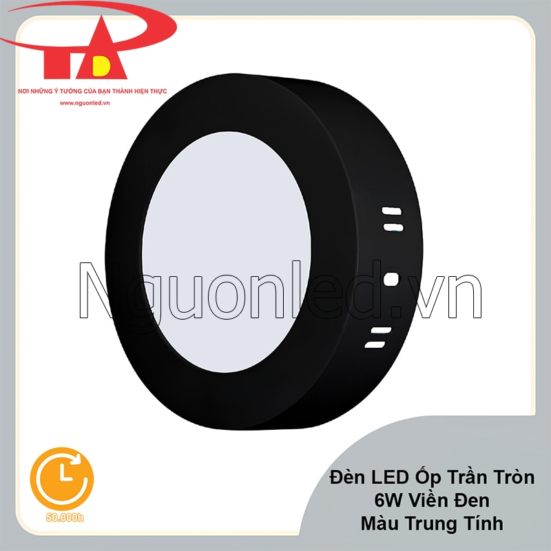 Đèn ốp nổi tròn viền đen 6W độ bền vượt trội, an tâm sử dụng dài lâu