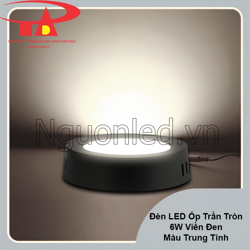 Đèn LED ốp trần tròn 6W ánh sáng trung tính 4000K-4500K cho không gian tự nhiên