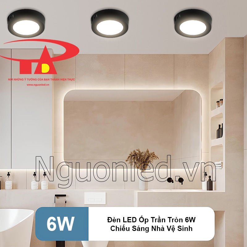 Đèn ốp trần nổi cho nhà vệ sinh sáng rõ, tinh tươm