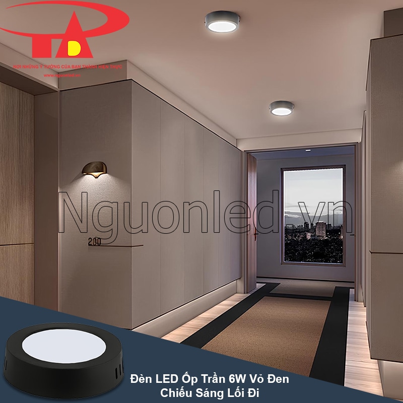 Bóng đèn LED tròn ốp trần soi sáng lối đi, hành lang an toàn và hiện đại