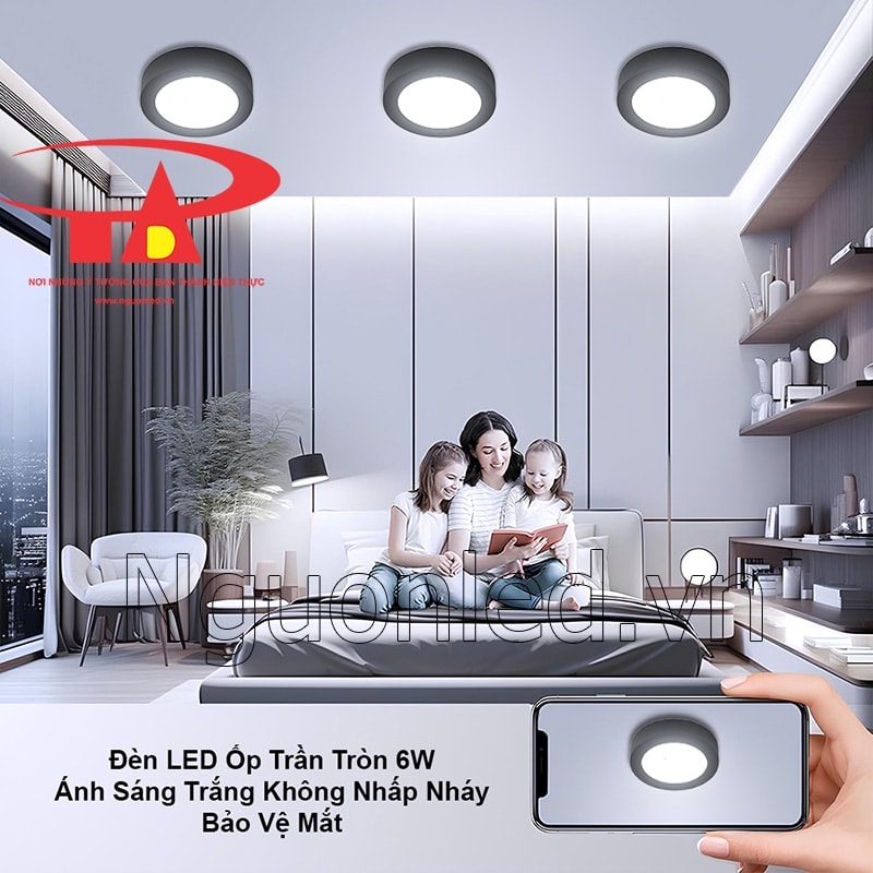 Trải nghiệm ánh sáng dịu mắt, không nhấp nháy với đèn ốp trần viền đen 6W