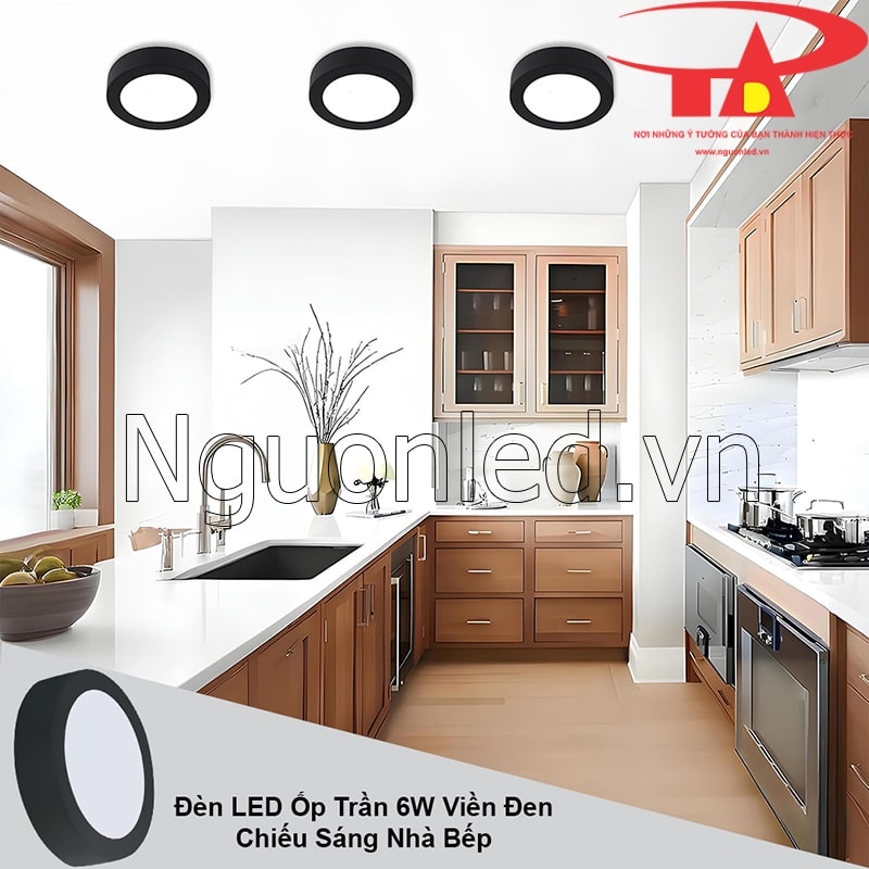 Chiếu sáng khu vực bếp nấu rõ ràng, tiện nghi với đèn LED ốp trần Tròn 6W