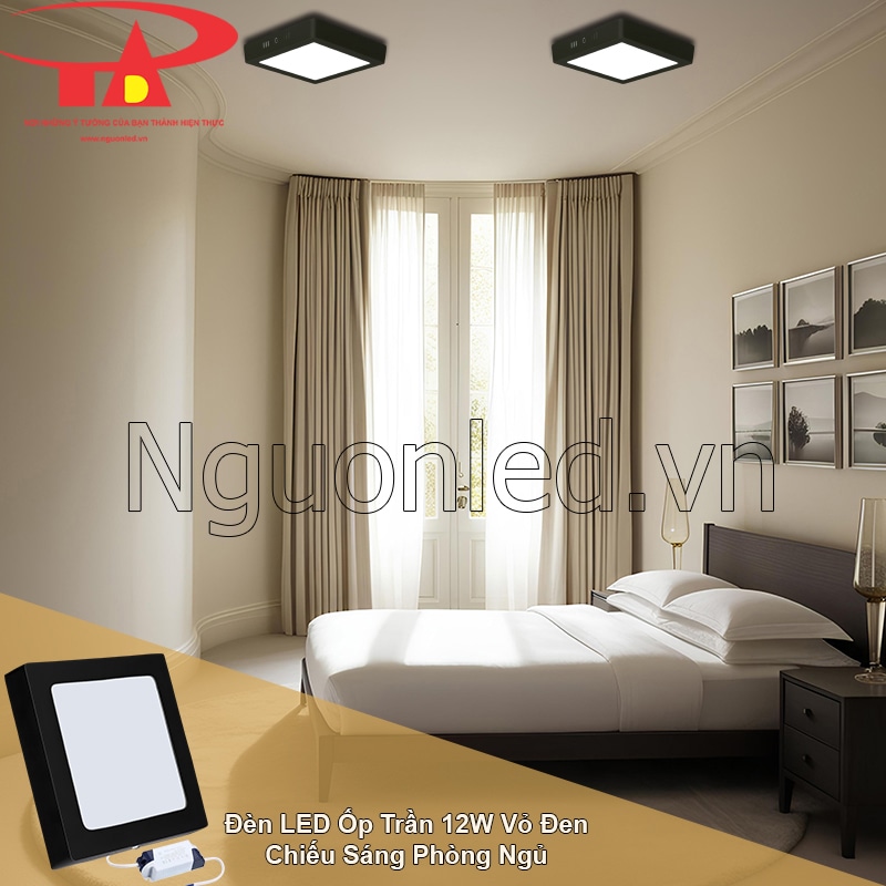 Ánh sáng dịu êm từ đèn led ốp trần phòng ngủ mang lại không gian thư giãn lý tưởng
