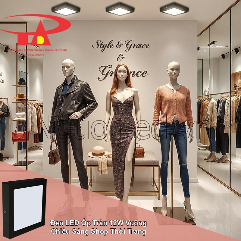 èn LED ốp trần tôn vinh sắc màu sản phẩm, thu hút khách hàng cho shop thời trang