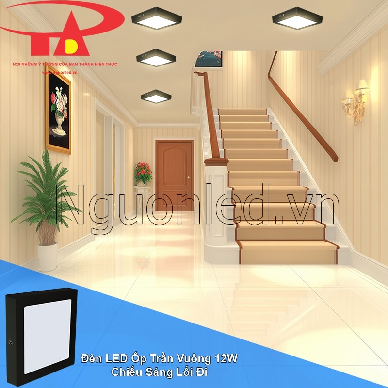 Đèn led ốp nổi 12W chiếu sáng an toàn và tinh tế cho các lối đi trong nhà