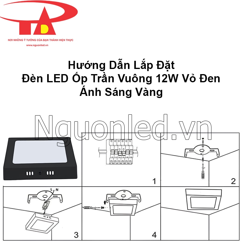 Hướng dẫn lắp đặt đèn led ốp nổi vuông vỏ đen 12W dễ dàng và an toàn tại nhà