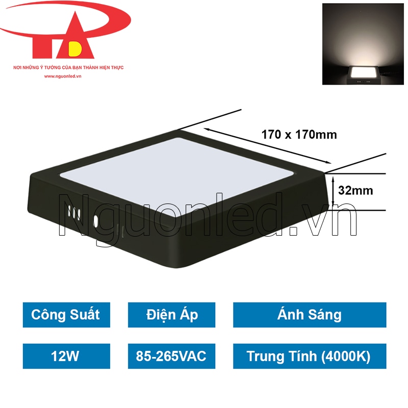 Thiết kế hình vuông sang trọng với viền đen tinh tế, dễ kết hợp mọi phong cách nội thất