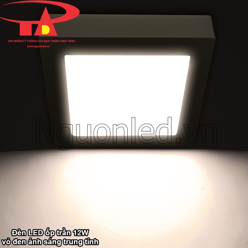 Đèn LED công suất 12W, hiệu suất cao 100lm/W giúp chiếu sáng đều và tiết kiệm điện vượt trội