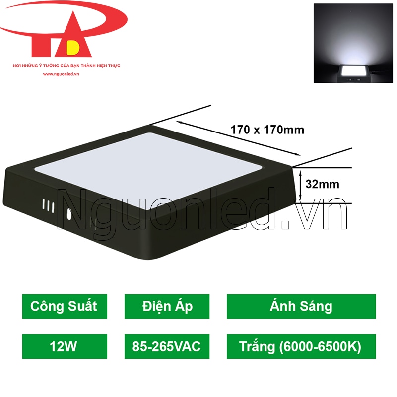Thiết kế gọn gàng, phù hợp lắp đặt đèn led ốp nổi ở trần thạch cao