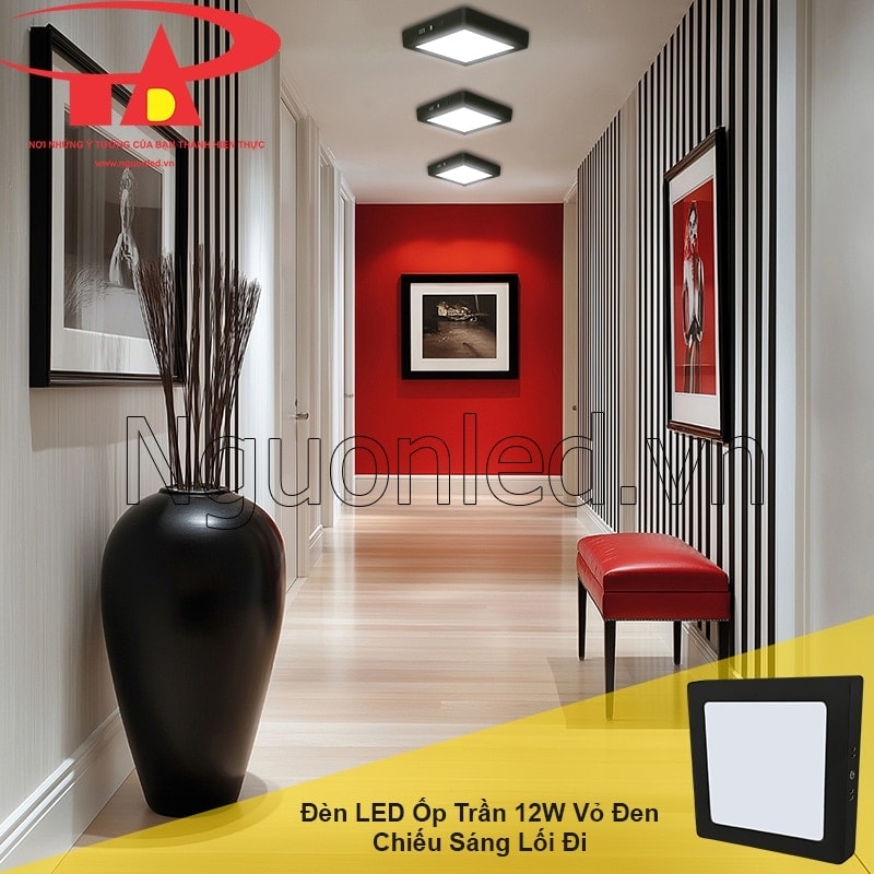 Đèn vuông ốp trần dùng cho lối đi giúp hạn chế vấp ngã, tạo điểm nhấn trang trí tinh tế