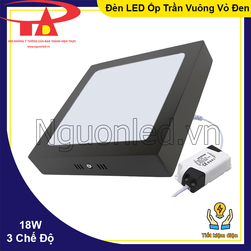 Đèn LED ốp trần vuông 18W tiết kiệm đến 80% điện năng, phù hợp giải pháp chiếu sáng bền vững