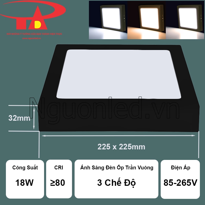 Thiết kế vuông vức, kích thước chuẩn giúp đèn ốp nổi dễ phối hợp nội thất hiện đại