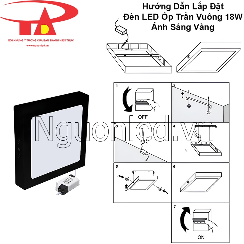 Hướng dẫn tự lắp đặt đèn LED ốp trần vuông tại nhà dễ dàng