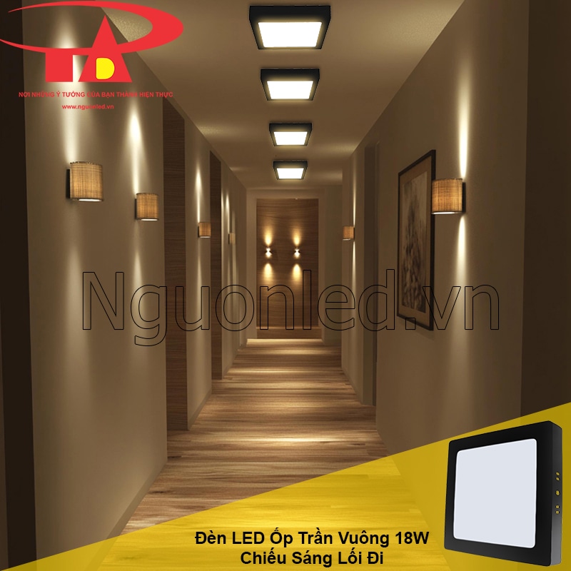 Đèn LED ốp trần vuông viền đen thắp sáng lối đi, định hình cảm xúc thư thái
