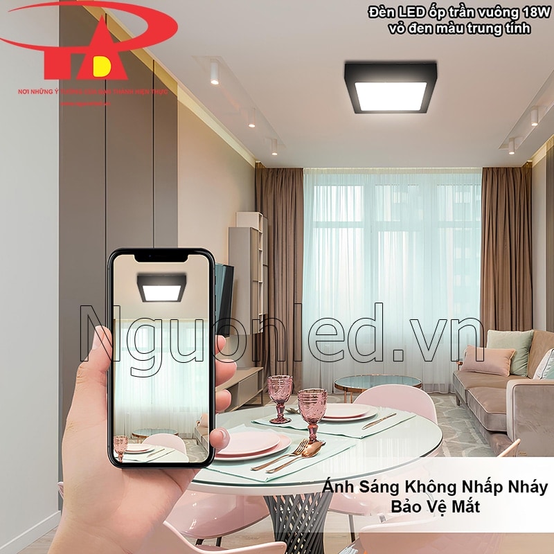 Ánh sáng trung tính mượt mà của đèn led ốp trần bảo vệ thị lực