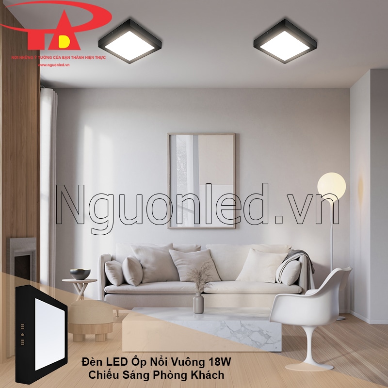 Nâng tầm phong cách với đèn led vuông ốp trần 18W vỏ đen