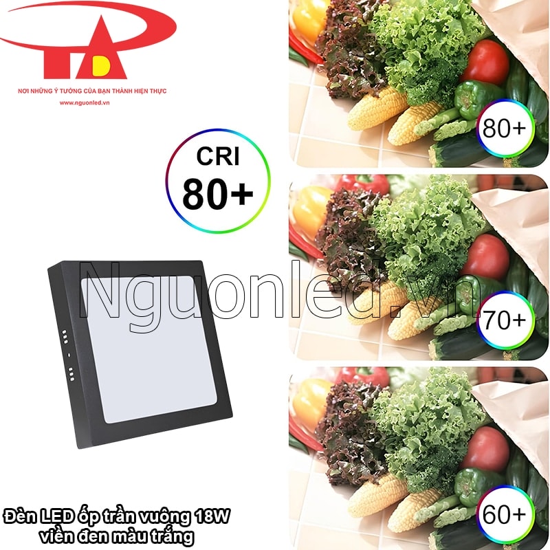 Phân tích màu sắc trung thực dưới đèn led ốp trần vuông chỉ số CRI cao