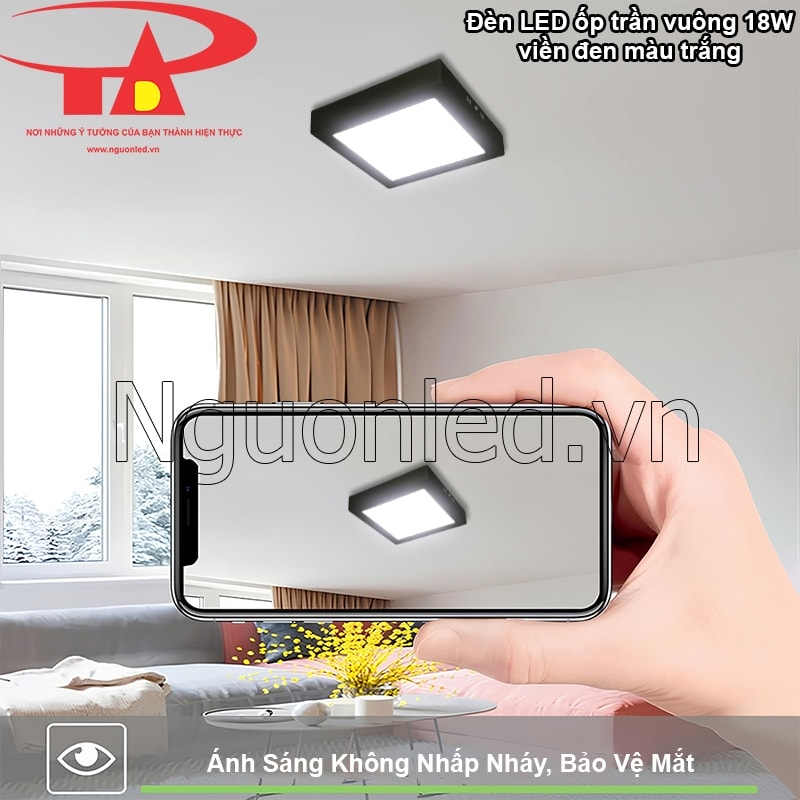 Chiếu sáng dịu mắt từ bóng đèn led ốp trần nổi không nhấp nháy an toàn cho thị giác