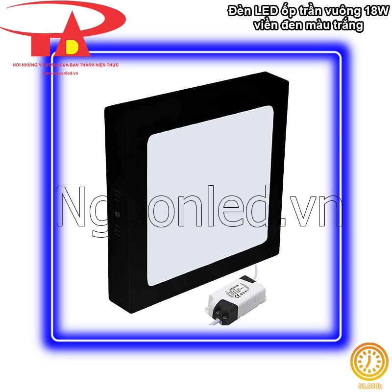 Đèn led ốp trần viền đen tuổi thọ 50.000 giờ hoạt động bền bỉ theo thời gian