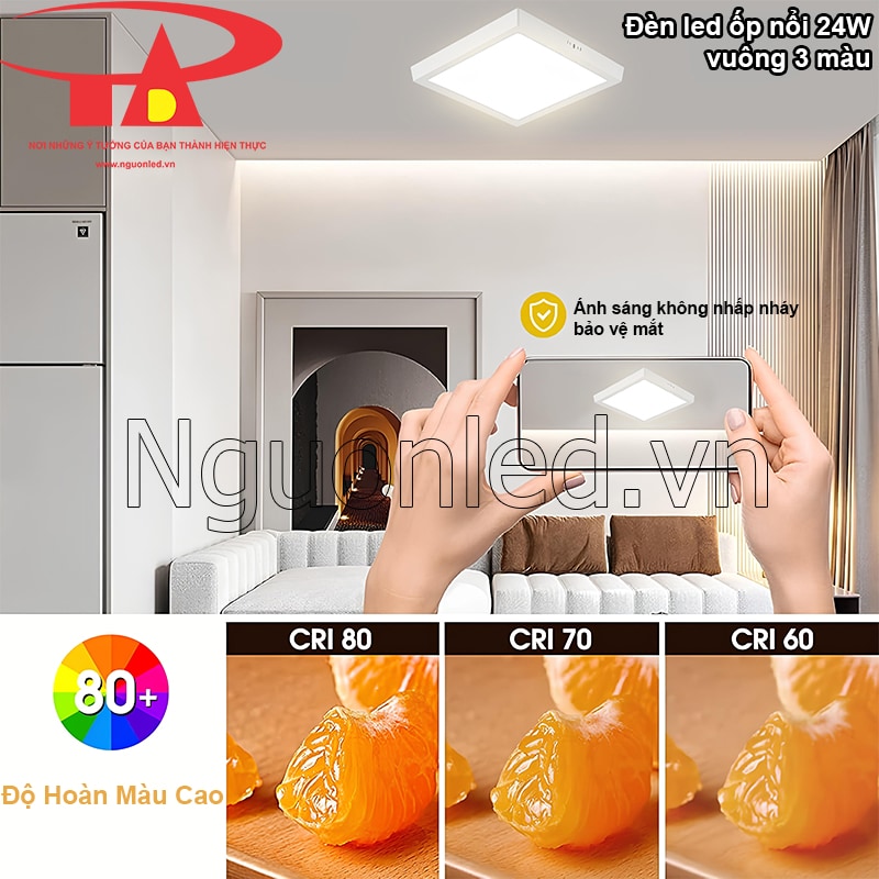 Ánh sáng trung thực bảo vệ mắt với đèn led ốp nổi 3 chế độ