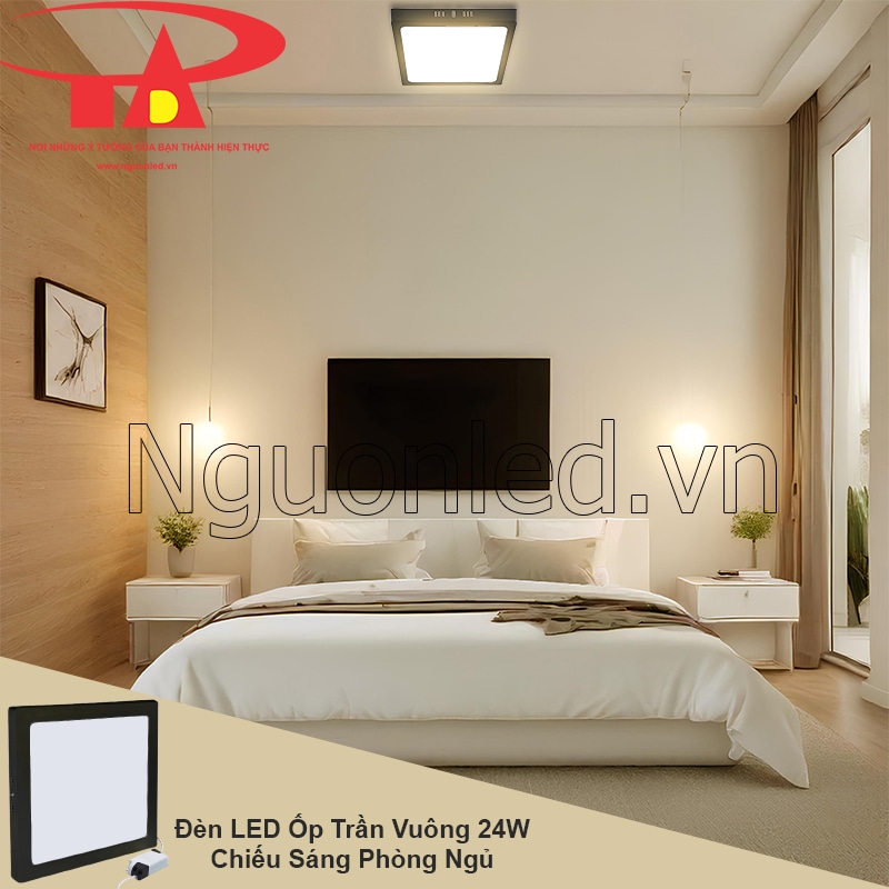 Đèn led ốp trần phòng ngủ ánh sáng vàng giúp dễ ngủ và tạo cảm giác ấm cúng dễ chịu