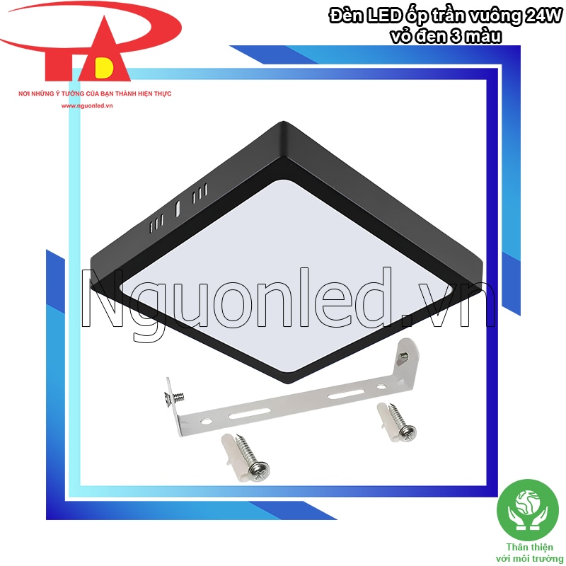 Đèn ốp trần vuông 24W vỏ đen là lựa chọn chiếu sáng thân thiện với môi trường