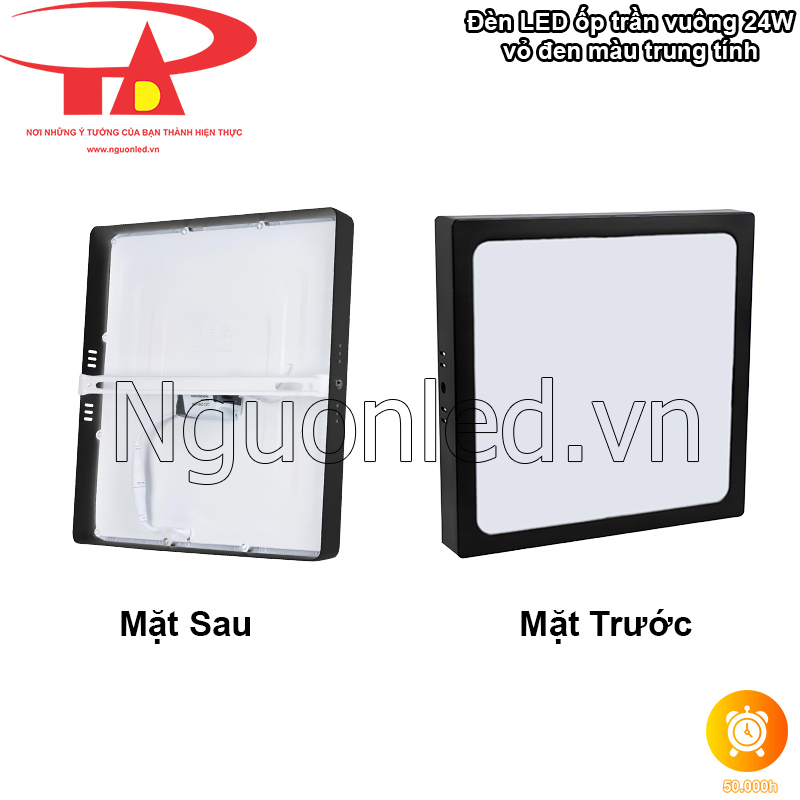 Thân nhôm đúc tản nhiệt tốt giúp đèn LED ốp trần vuông hoạt động bền bỉ, lâu dài