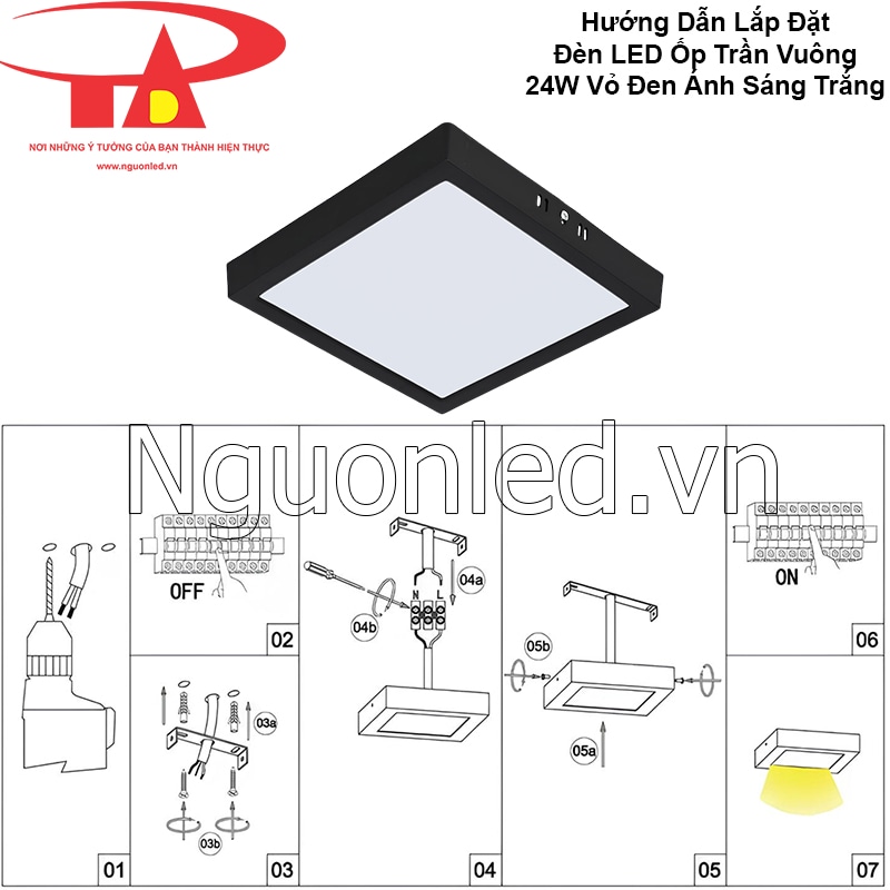 Tự lắp đèn LED ốp trần vuông tại nhà với thao tác đơn giản và an toàn tuyệt đối