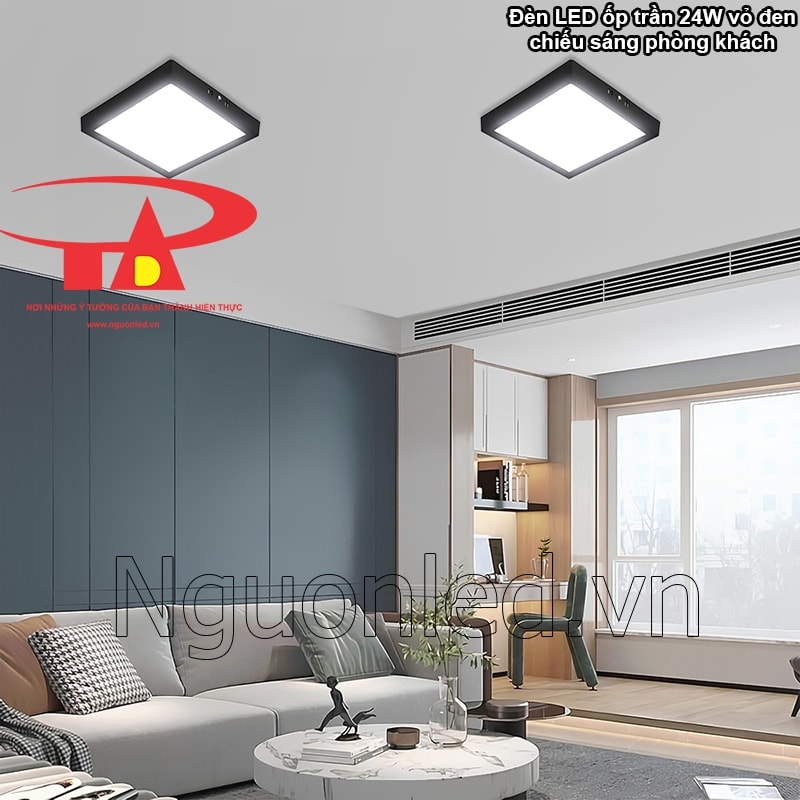 Tạo điểm nhấn sang trọng với đèn LED trần nổi vuông 24W trong không gian tiếp khách