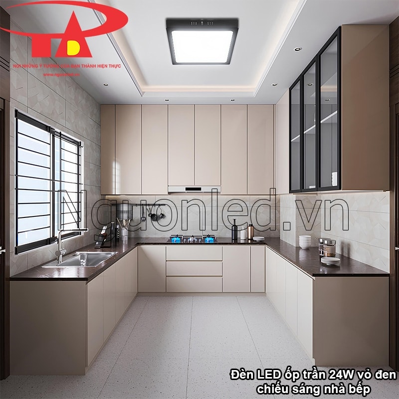 Chiếu sáng đều trong không gian bếp hiện đại nhờ đèn LED trần gắn nổi 24W