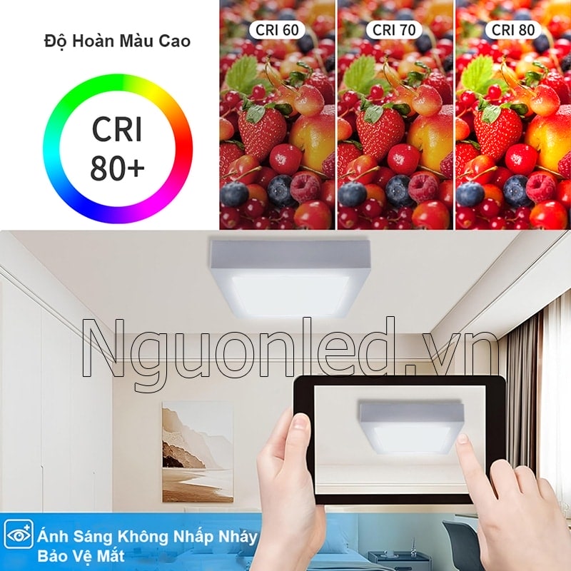 Ánh sáng tự nhiên bảo vệ mắt với đèn led ốp trần nổi