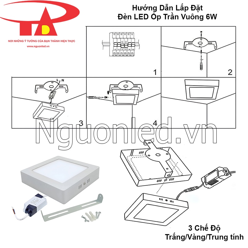 Hướng dẫn lắp đặt đèn led vuông ốp trần đơn giản tại nhà