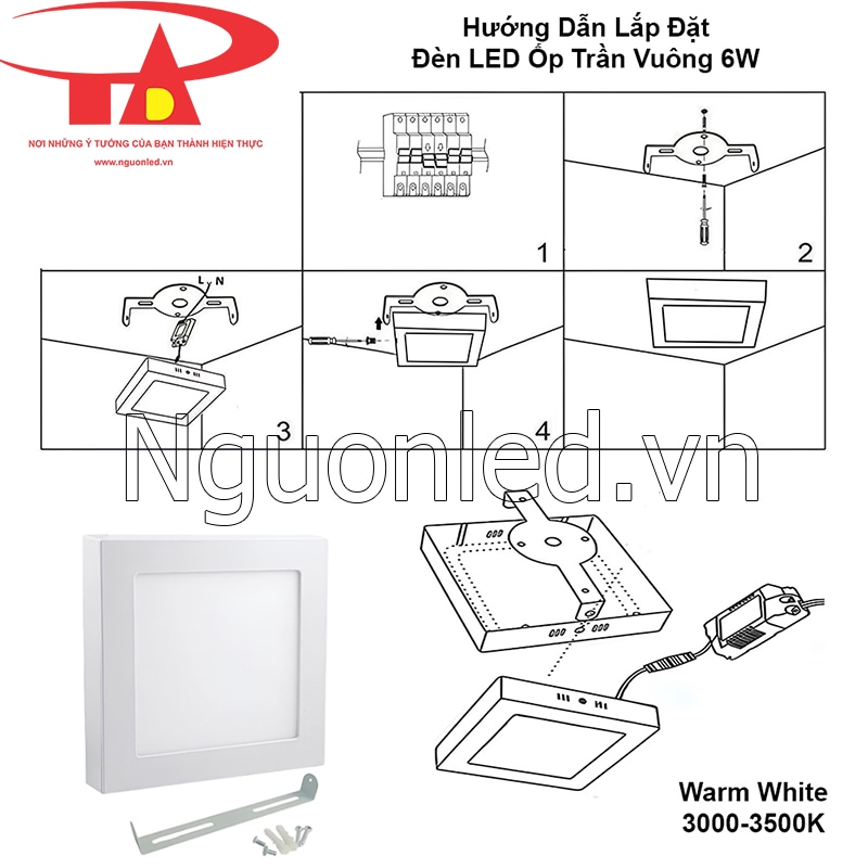 Hướng dẫn lắp đặt đèn ốp nổi vuông 6w đơn giản tại nhà