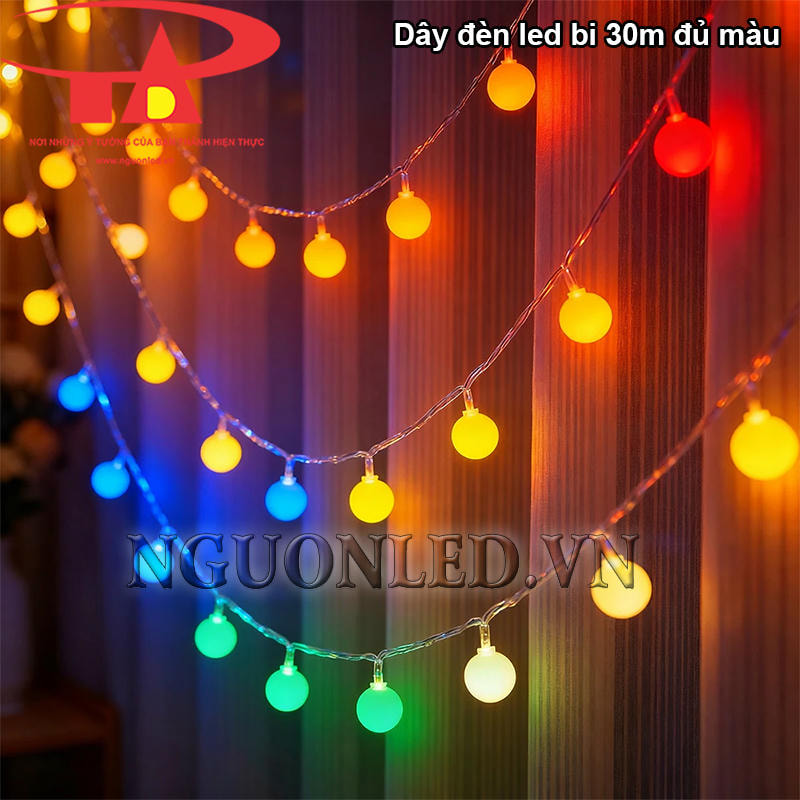 Dây đèn led bi đục 30m nhiều màu siêu sáng