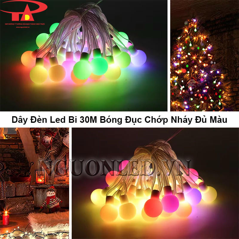 Dây đèn led bi nháy nhiều màu 30m với nhiều hiệu ứng chớp đa dạng