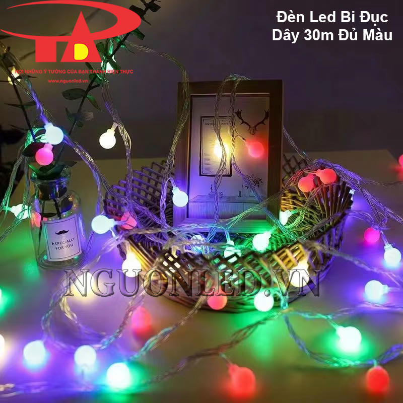 Dây đèn led bi 30m đủ màu dùng cho không gian trong nhà