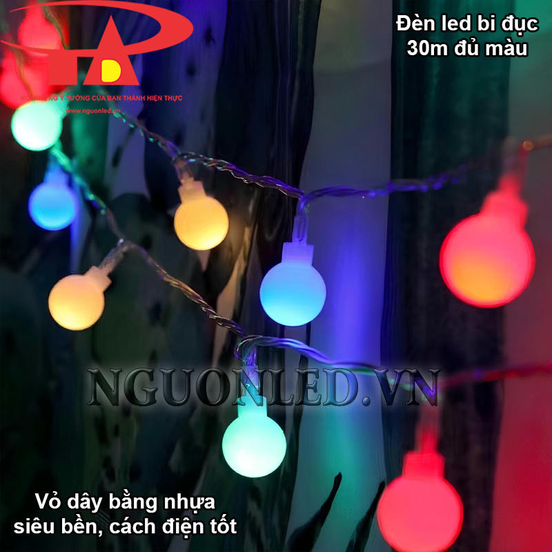 Dây đèn led bi đục 30m đủ màu vỏ dây nhựa siêu bền