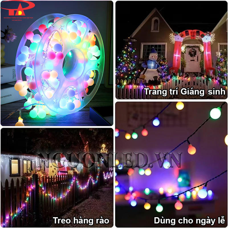 Dây đèn led chớp bóng bi 30m thả treo hàng rào, trang trí Giáng Sinh và ngày lễ
