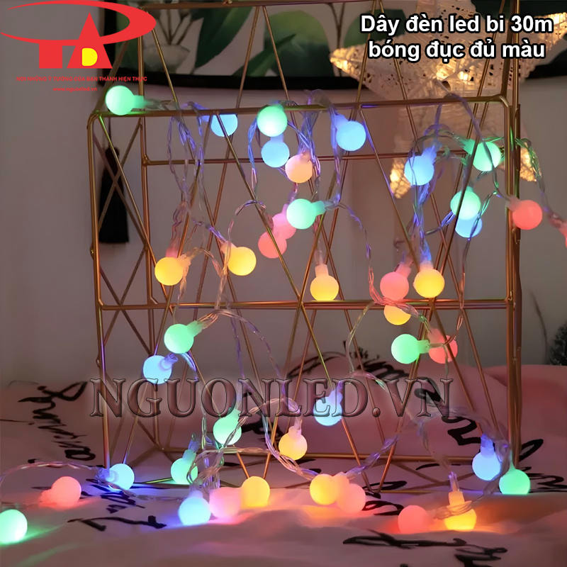 Dây đèn led bi đục 30m đủ màu bắt mắt