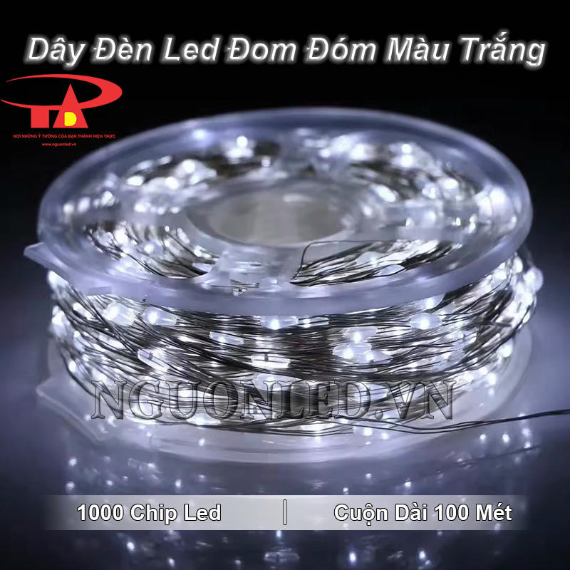 Cuộn dây đèn led đom đóm ánh sáng trắng chiều dài dây 100m, 1000 chip led