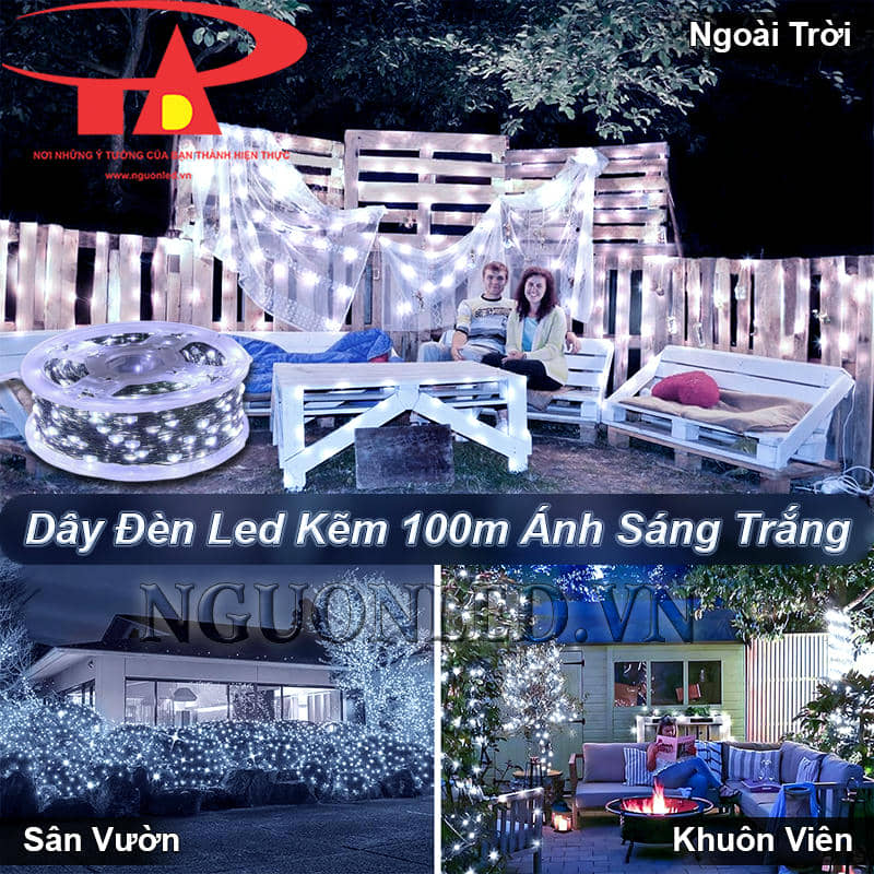 Dây đèn led hạt gạo màu trắng 100m dùng ngoài trời