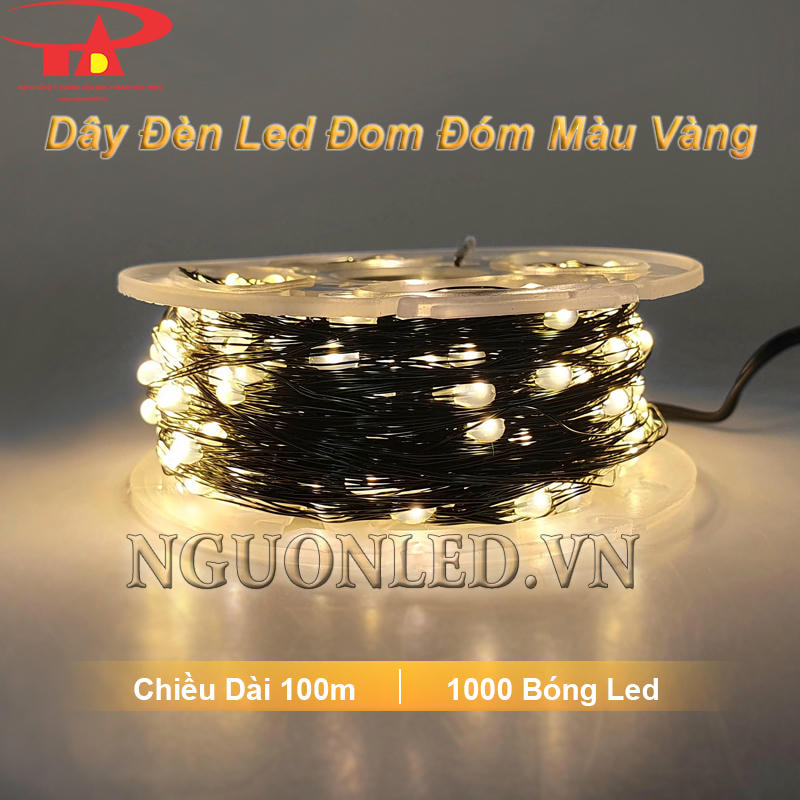 Dây đèn led đom đóm 100m màu vàng chiều dài 100 mét, 1000 bóng led sáng đều