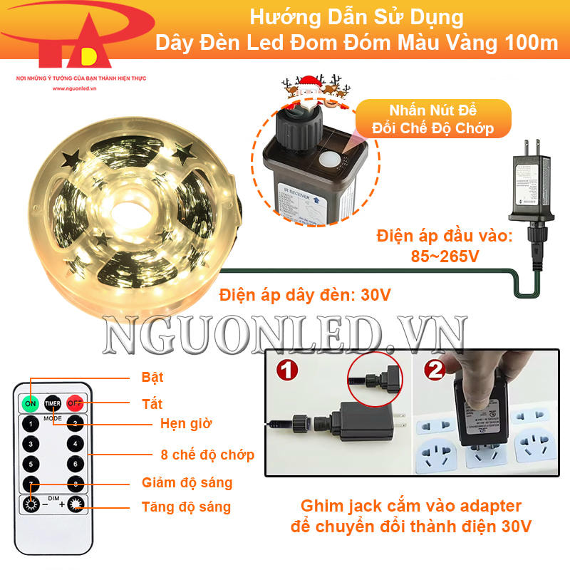 Hướng dẫn sử dụng dây đèn led đom đóm màu vàng 100m đơn giản, dễ hiểu