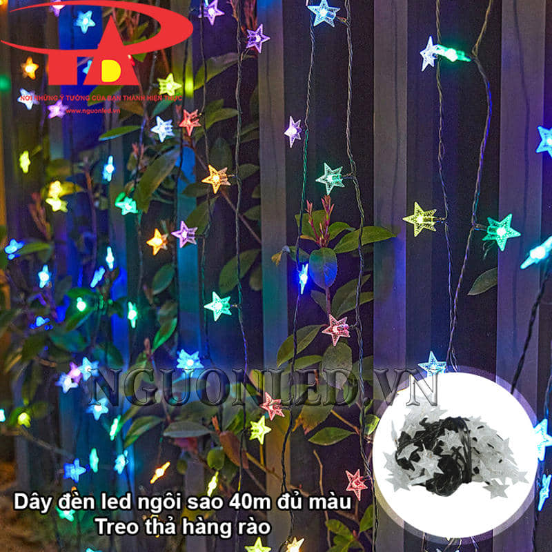 Dây đèn led hình ngôi sao nhiều màu 40m