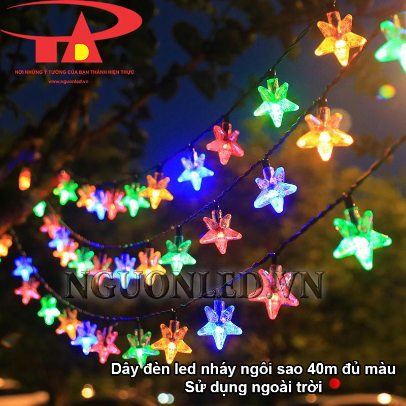 Cuộn dây led ngôi sao 40m đủ màu dùng ngoài trời