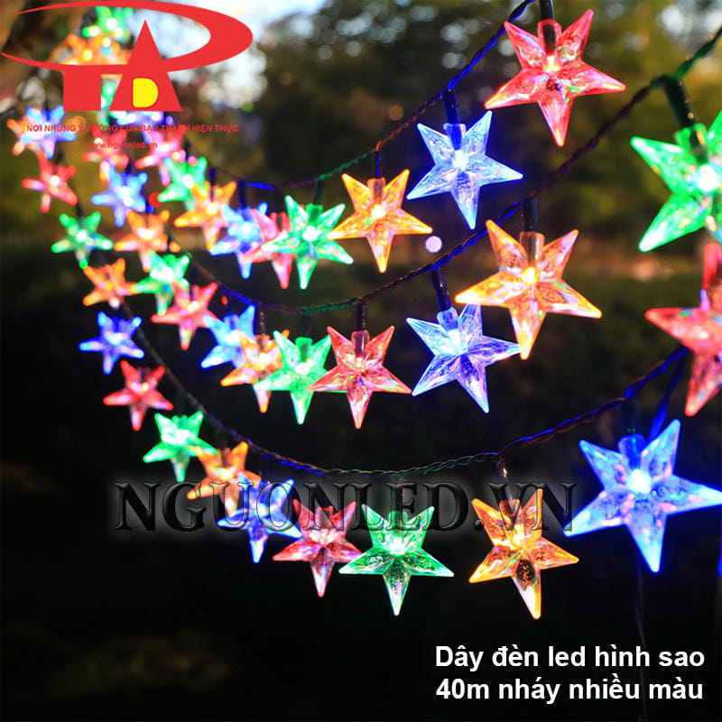 Dây đèn led ngôi sao 40m chớp nháy nhiều màu bắt mắt