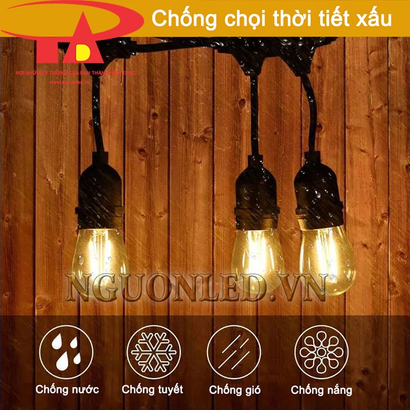 Dây đui đèn 10 mét 15 đui chống nước