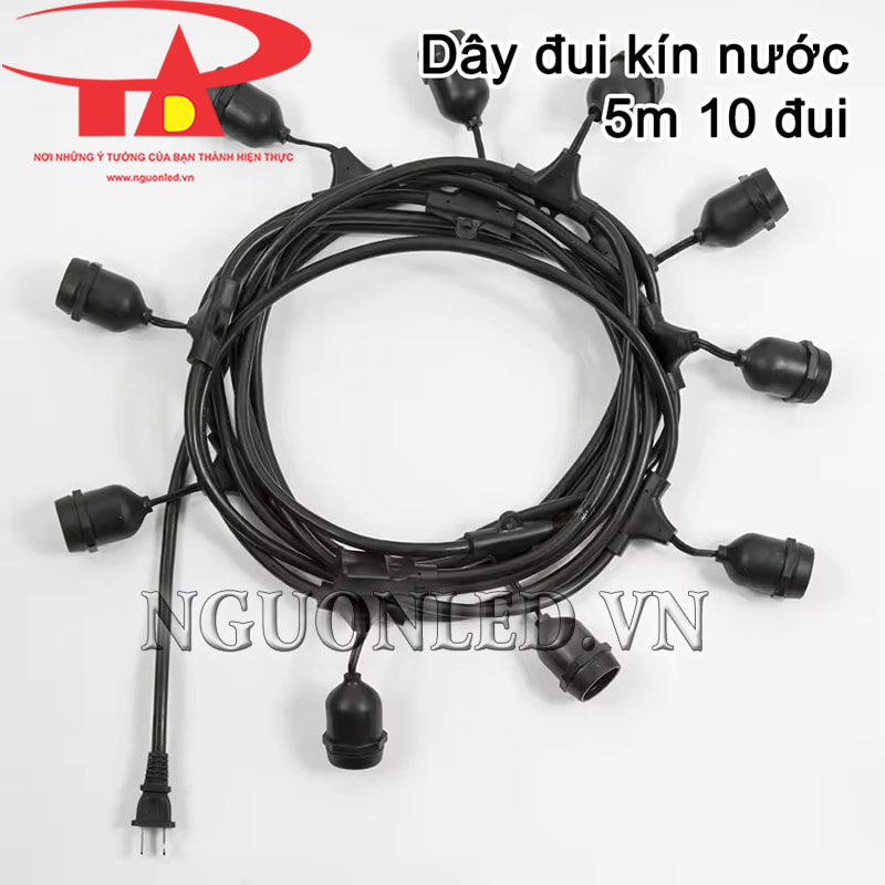 Dây đui đèn kín nước 5 mét 10 đui